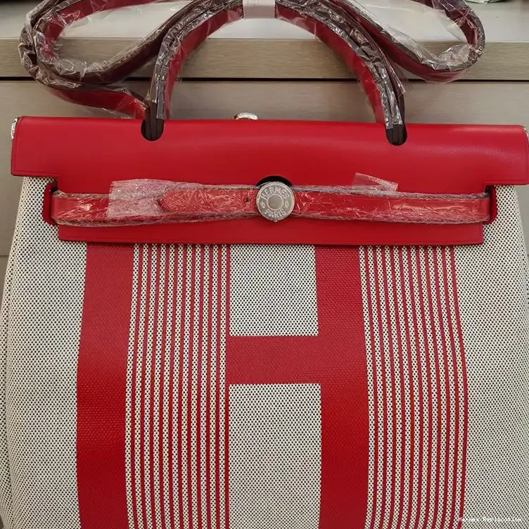 Red Herbag Hardware Canvas Palladium In Hermes Bag H 0501